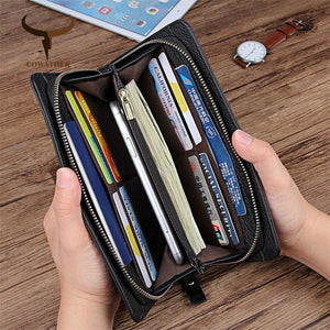 COWATHER wallet for men vintage high quality  genuine cow leather long style free shipping
