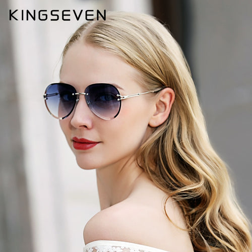 KINGSEVEN Rimless Women Sunglasses Gradient Lens