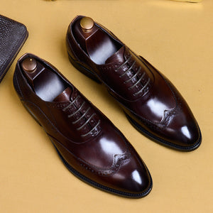 Men Brogues Genuine Leather Retro Italian Design Dress Shoes Handmade