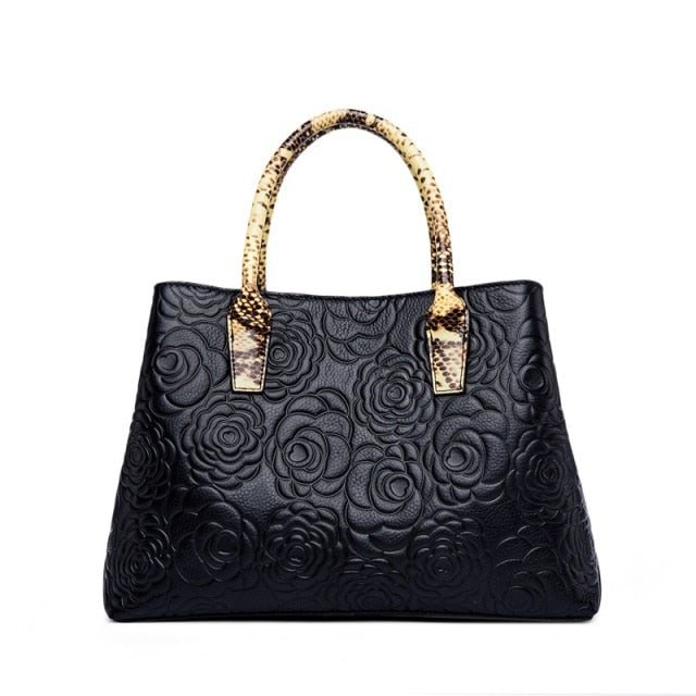 ZOOLER Business Women Bags Genuine Leather Handbag Embossed High Quality  Black
