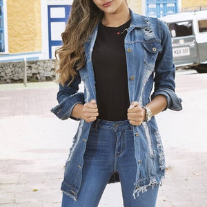 Denim Jackets Women Spring Ripped Jeans Jacket