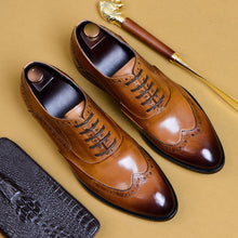 Men Brogues Genuine Leather Retro Italian Design Dress Shoes Handmade