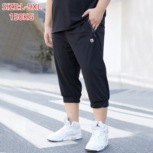 Spring/Summer Men Sweatpants Shorts Silk Mesh Plus Size 6XL-9XL