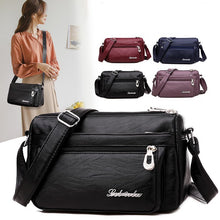 Genuine Women Soft Leather  Handbags Multi-zip Decoration  Crossbody Bags