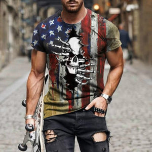 Men 3D Printed T-shirt Round Neck Breathable Short Sleeve