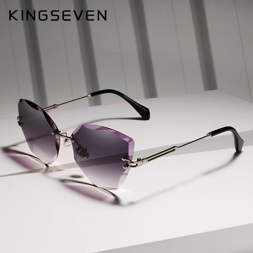 KINGSEVEN Lady Sunglasses Rimless Vintage Alloy Frame