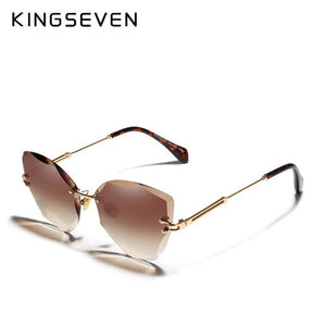 KINGSEVEN Lady Sunglasses Rimless Vintage Alloy Frame