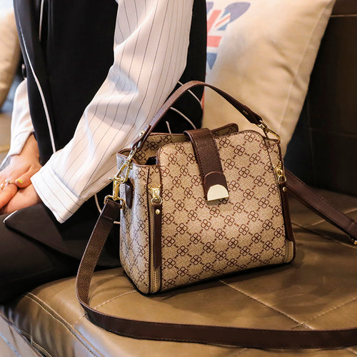 Women Top Handle Luxury  Phone Shoulder Crossbody PU Leather Vintage Fashion Small Plaid Handbags