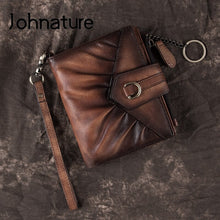 Johnature Women Wallets Retro Short Genuine Leather Wallet Card Holder