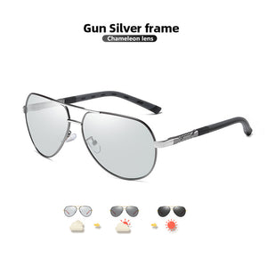 Aviation Men Sunglasses Photochromic Polarized  Anti-Glare Sun  Eyewear