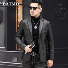 Batmo Spring high quality sheepskin men leather blazer men size M-4XL