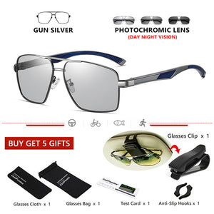 Aluminum Men Sunglasses Polarized for Male HD Photochromic Day Night Vision