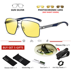 Aluminum Men Sunglasses Polarized for Male HD Photochromic Day Night Vision