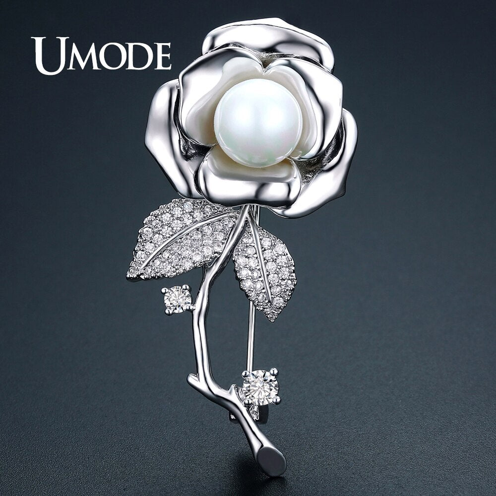 UMODE Rose Flower Brooches for Women Fashion